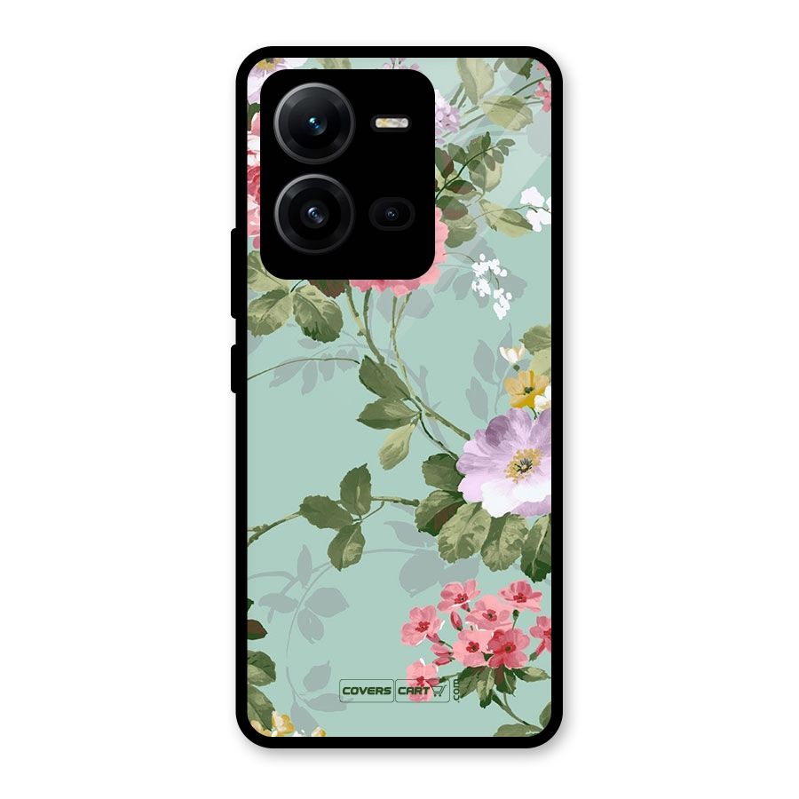 Desinger Floral Glass Back Case for Vivo V25