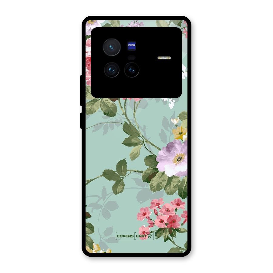 Desinger Floral Glass Back Case for Vivo X80