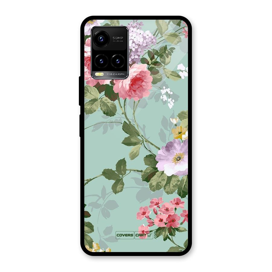 Desinger Floral Glass Back Case for Vivo Y21A