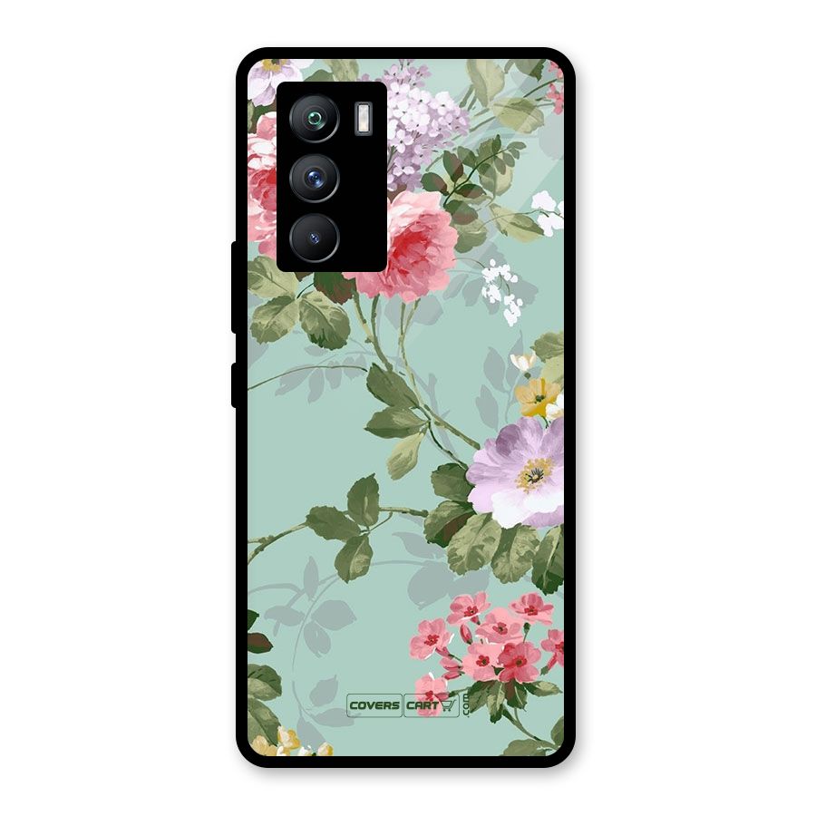 Desinger Floral Glass Back Case for Vivo iQOO 9 SE
