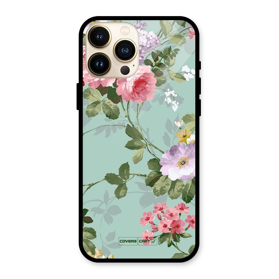 Desinger Floral Glass Back Case for iPhone 13 Pro Max