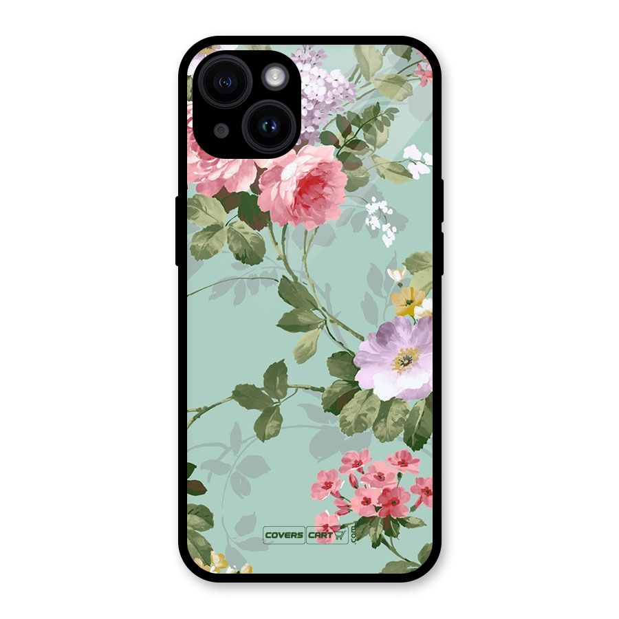 Desinger Floral Glass Back Case for iPhone 14