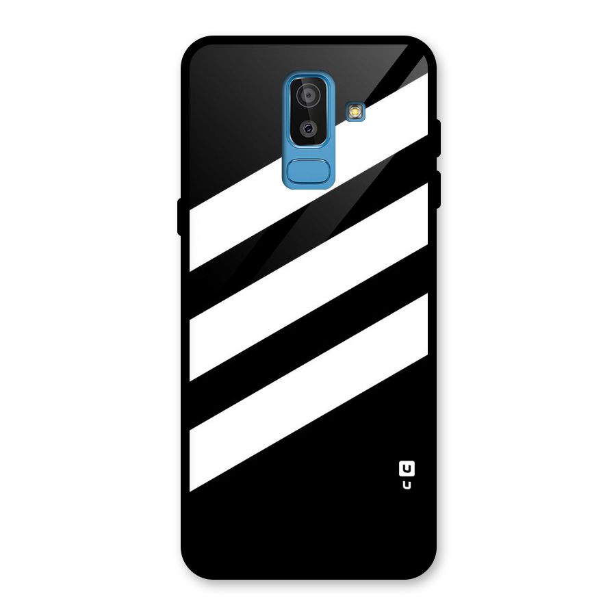 Diagonal Classic Stripes Glass Back Case for Galaxy J8
