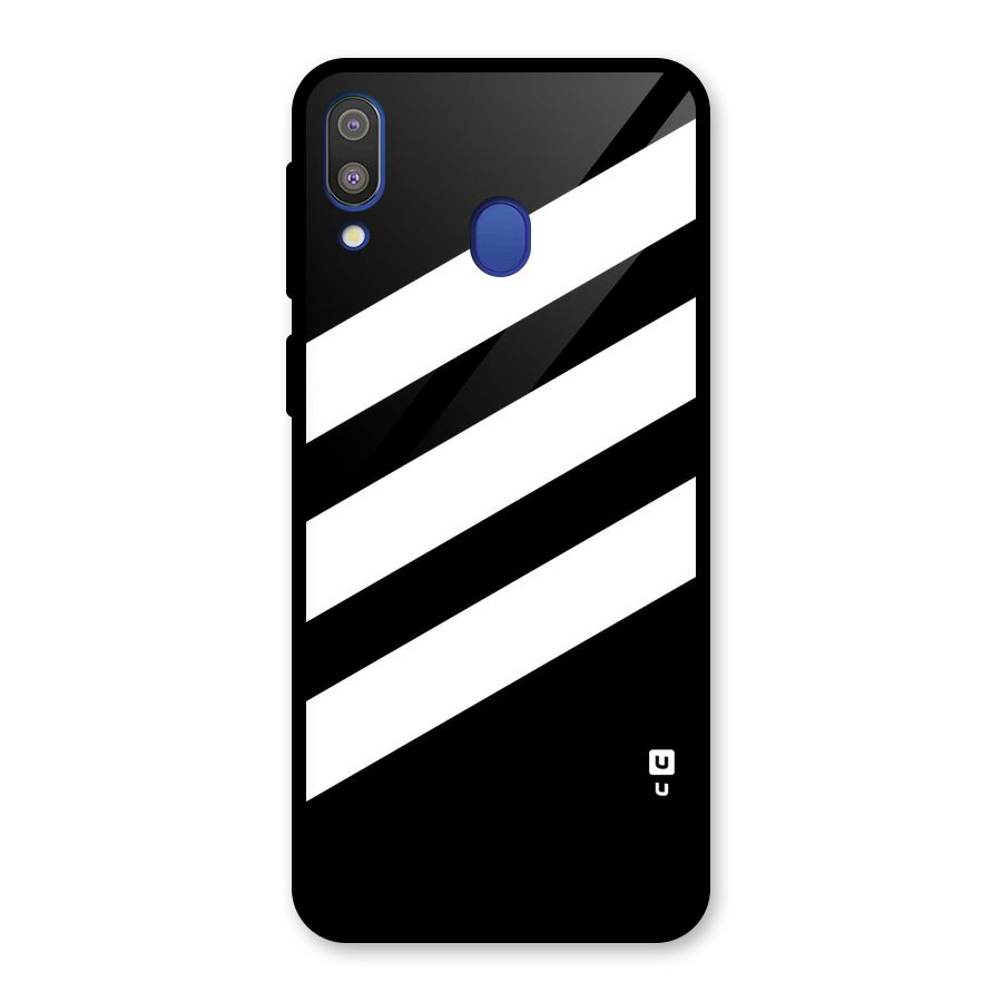Diagonal Classic Stripes Glass Back Case for Galaxy M20
