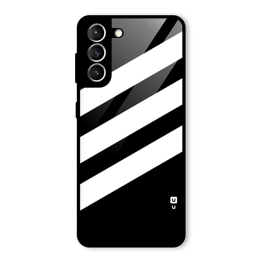 Diagonal Classic Stripes Glass Back Case for Galaxy S21 5G