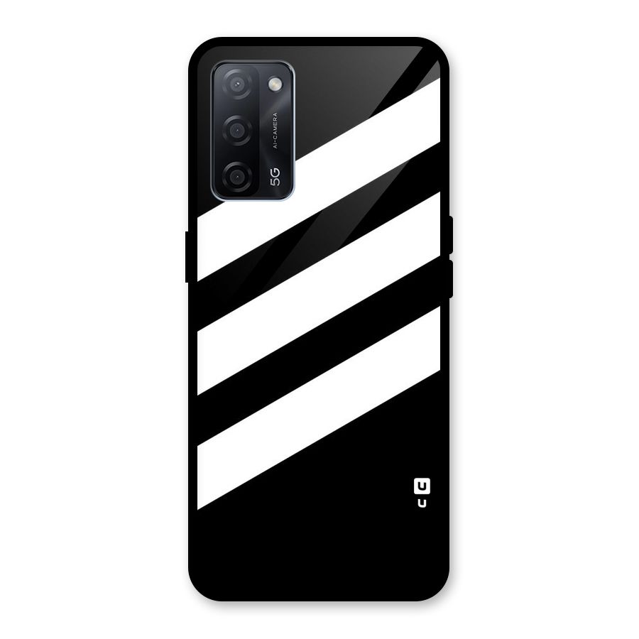 Diagonal Classic Stripes Glass Back Case for Oppo A53s 5G
