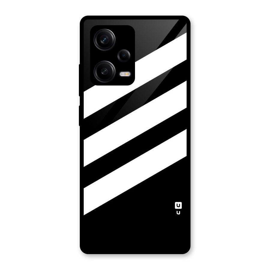 Diagonal Classic Stripes Glass Back Case for Redmi Note 12 Pro
