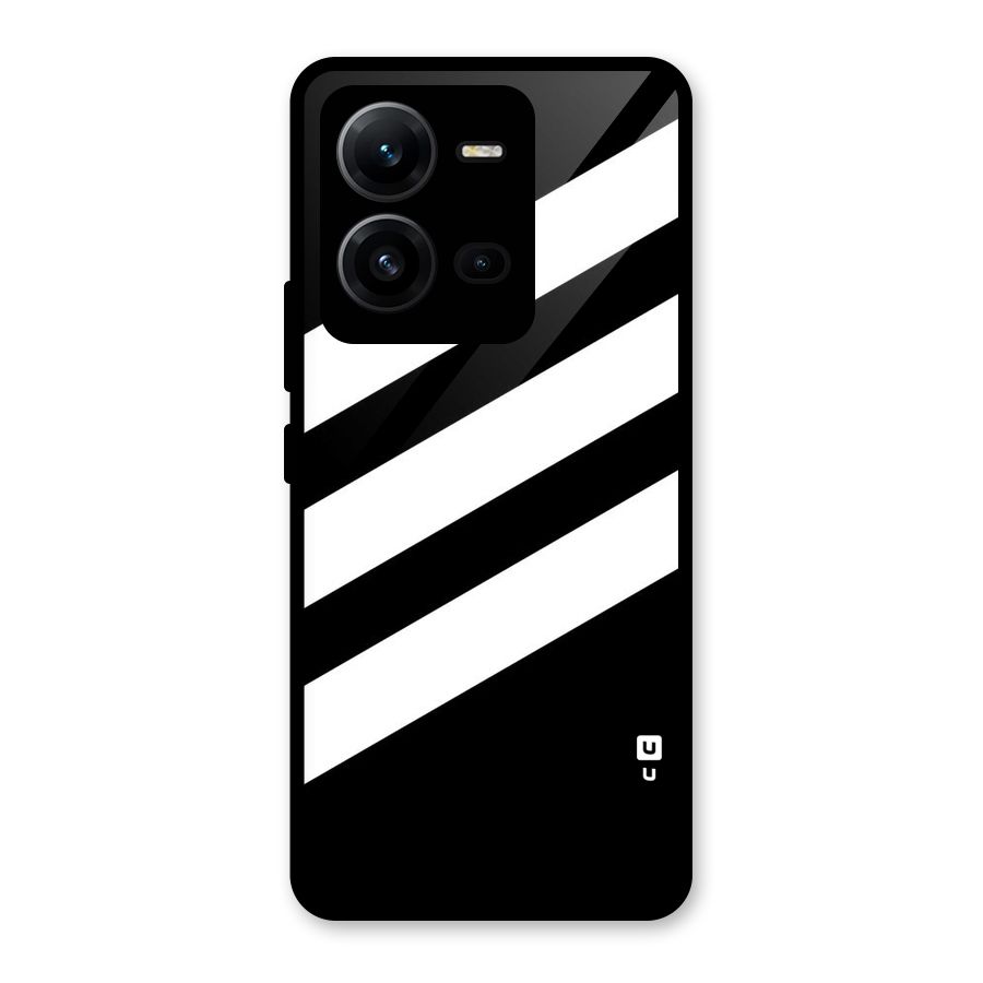 Diagonal Classic Stripes Glass Back Case for Vivo V25