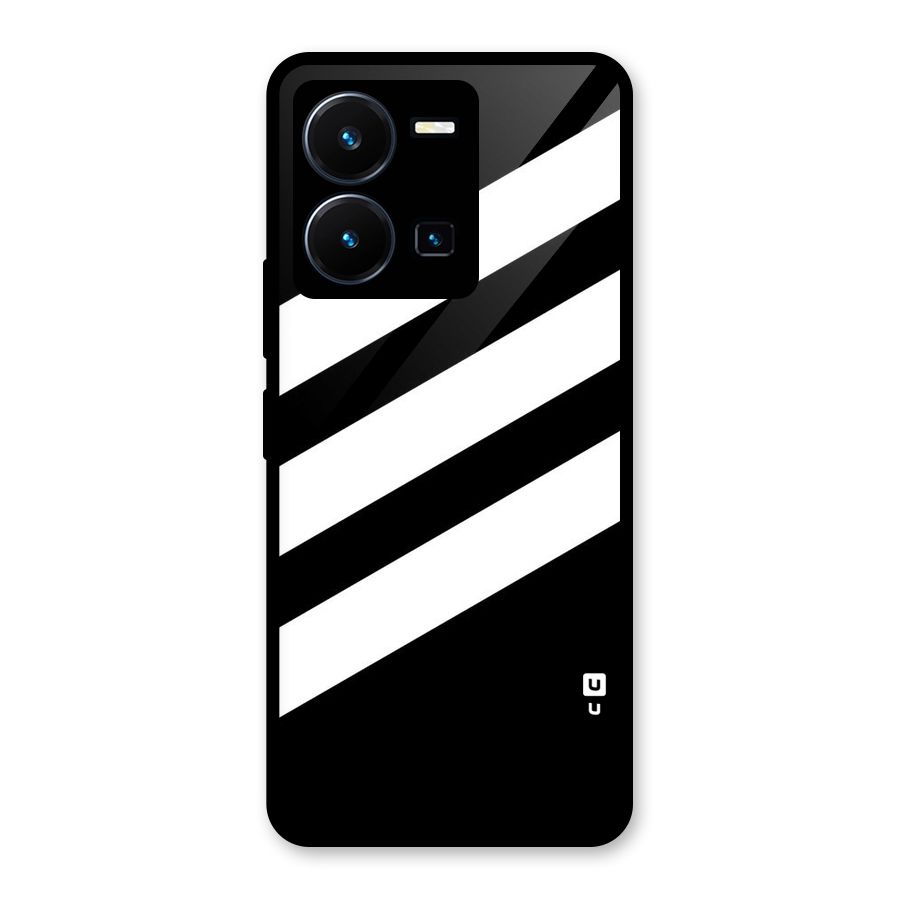 Diagonal Classic Stripes Glass Back Case for Vivo Y35