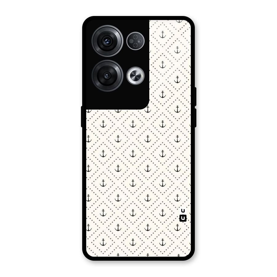 Diamond Anchor Design Glass Back Case for Oppo Reno8 Pro 5G