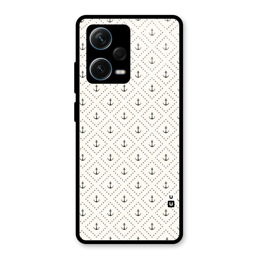 Diamond Anchor Design Glass Back Case for Redmi Note 12 Pro Plus 5G