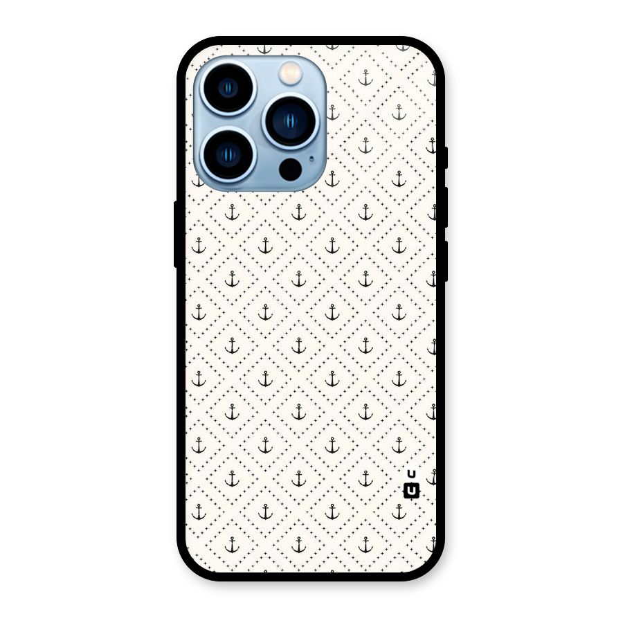 Diamond Anchor Design Glass Back Case for iPhone 13 Pro