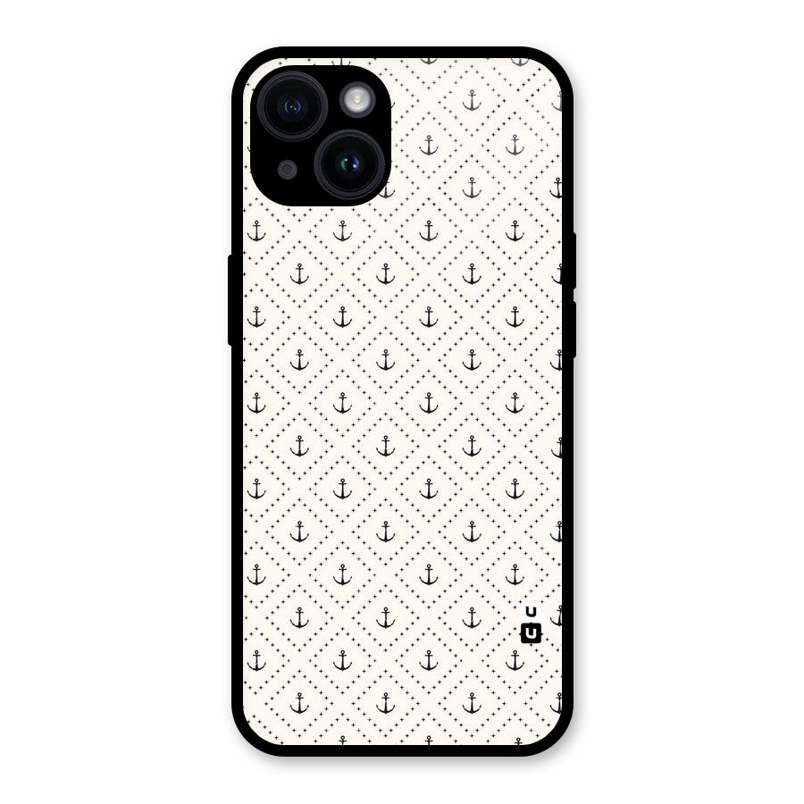 Diamond Anchor Design Glass Back Case for iPhone 14