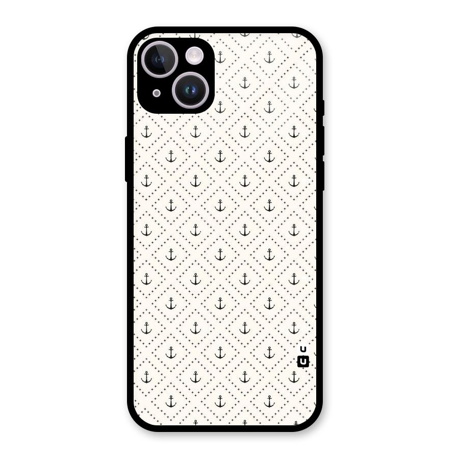 Diamond Anchor Design Glass Back Case for iPhone 14 Plus