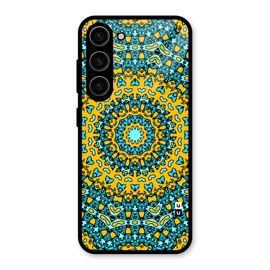 Digital Mandala Art Glass Back Case for Galaxy S23