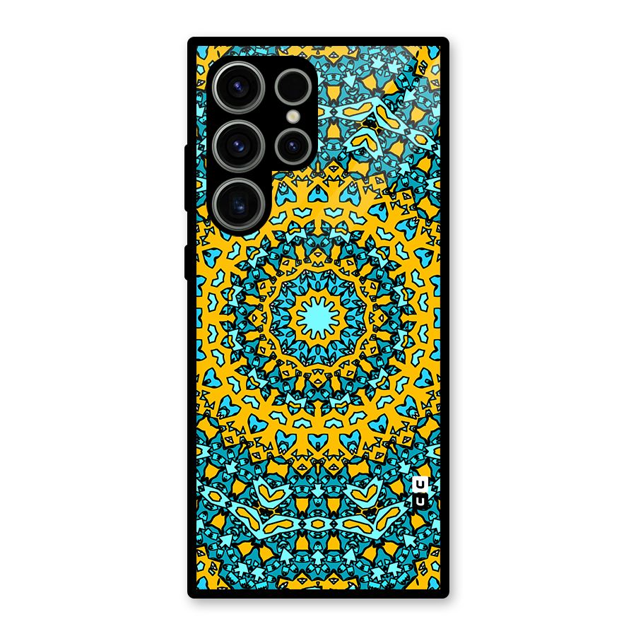 Digital Mandala Art Glass Back Case for Galaxy S23 Ultra