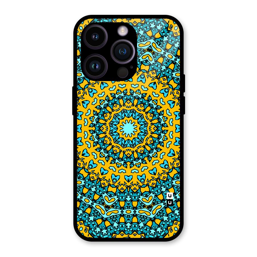 Digital Mandala Art Glass Back Case for iPhone 14 Pro