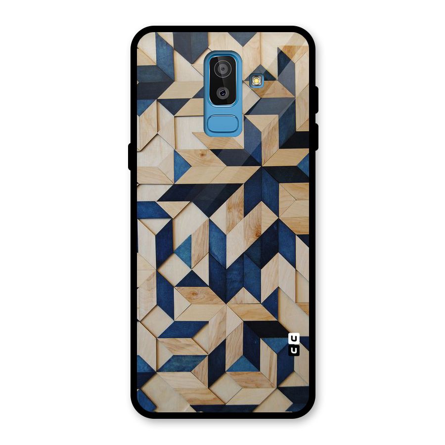 Disorted Wood Blue Glass Back Case for Galaxy J8