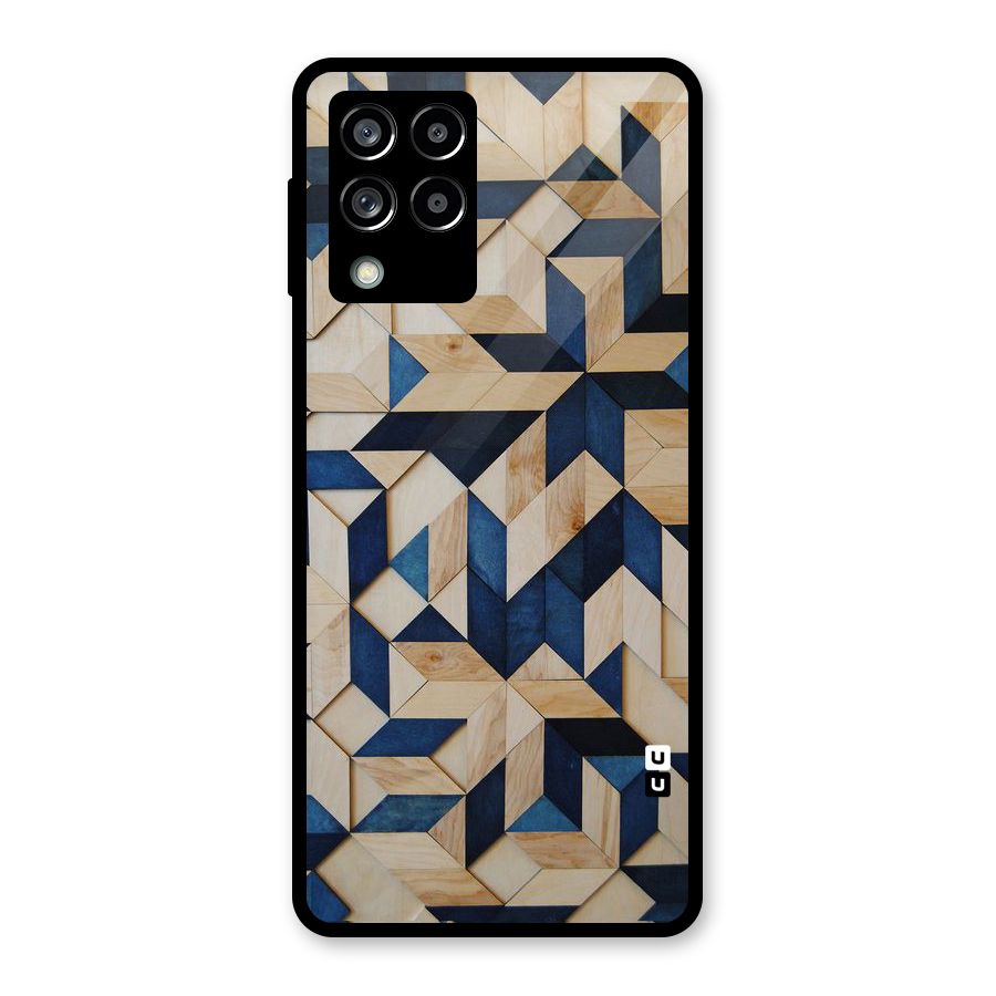 Disorted Wood Blue Glass Back Case for Galaxy M53 5G