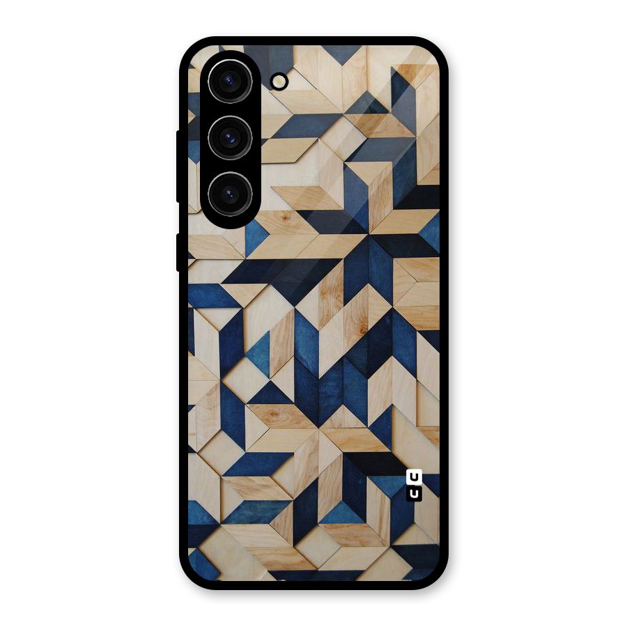Disorted Wood Blue Glass Back Case for Galaxy S23 Plus