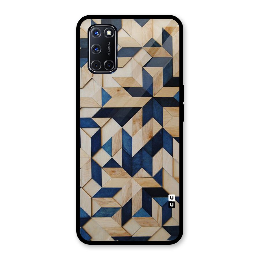 Disorted Wood Blue Glass Back Case for Oppo A52