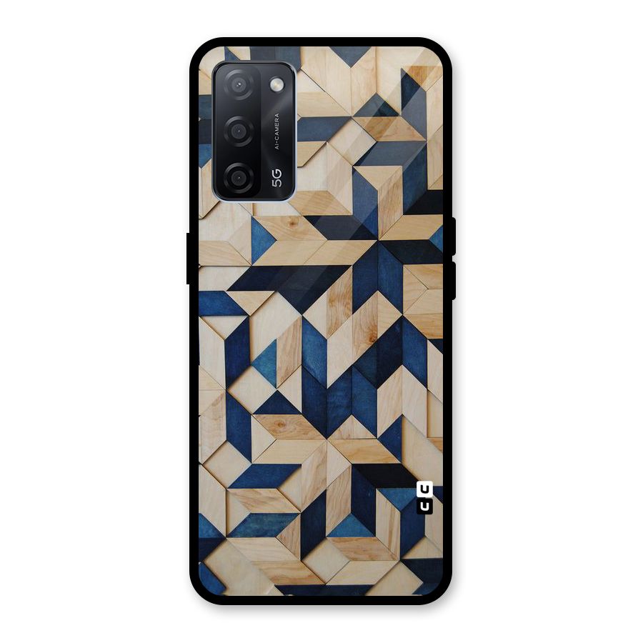 Disorted Wood Blue Glass Back Case for Oppo A53s 5G