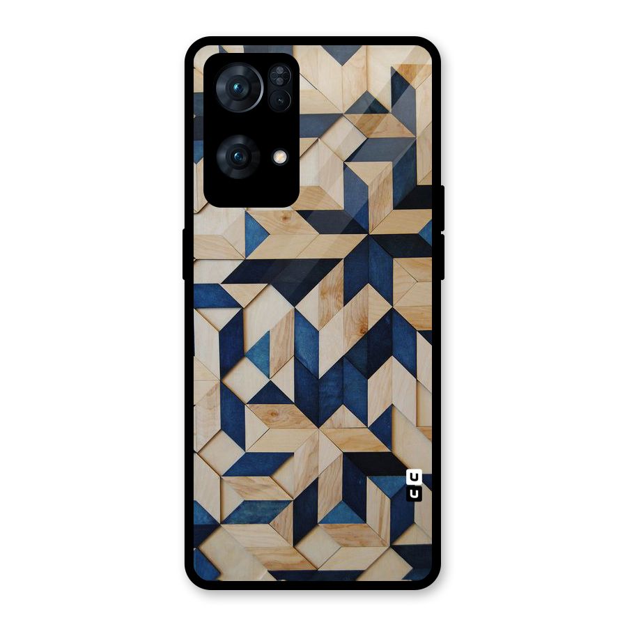 Disorted Wood Blue Glass Back Case for Oppo Reno7 Pro 5G