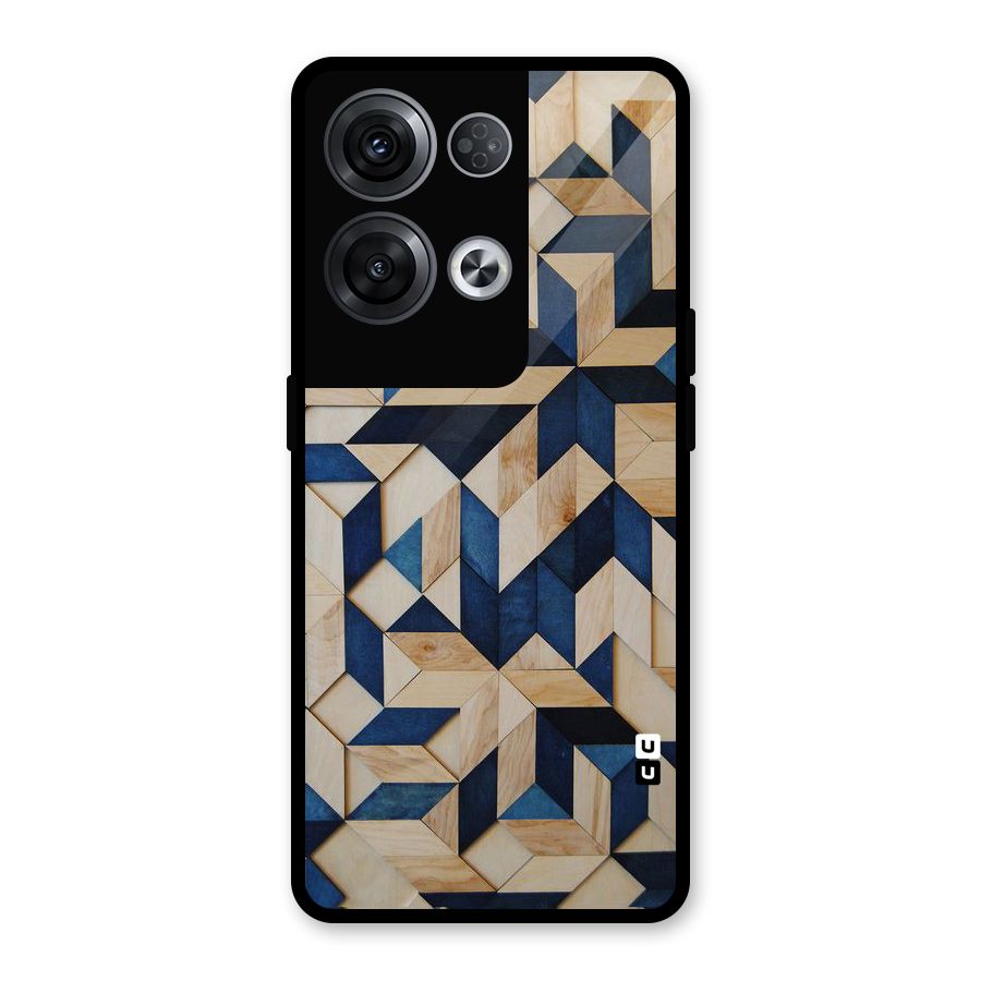 Disorted Wood Blue Glass Back Case for Oppo Reno8 Pro 5G