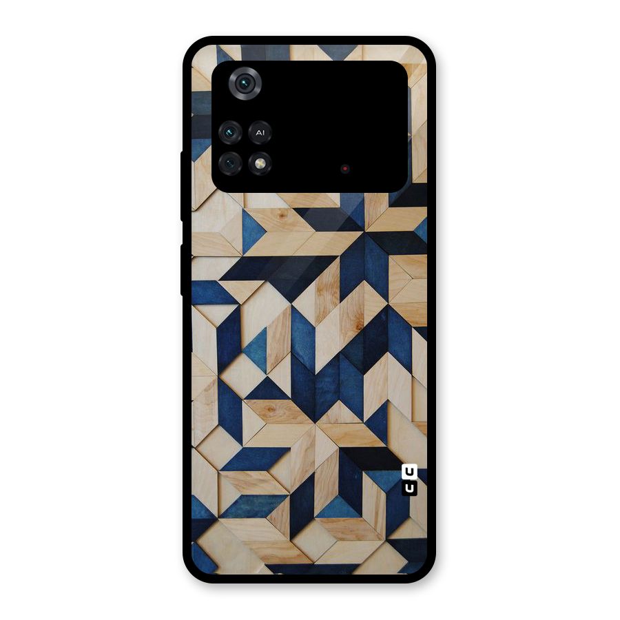 Disorted Wood Blue Glass Back Case for Poco M4 Pro 4G