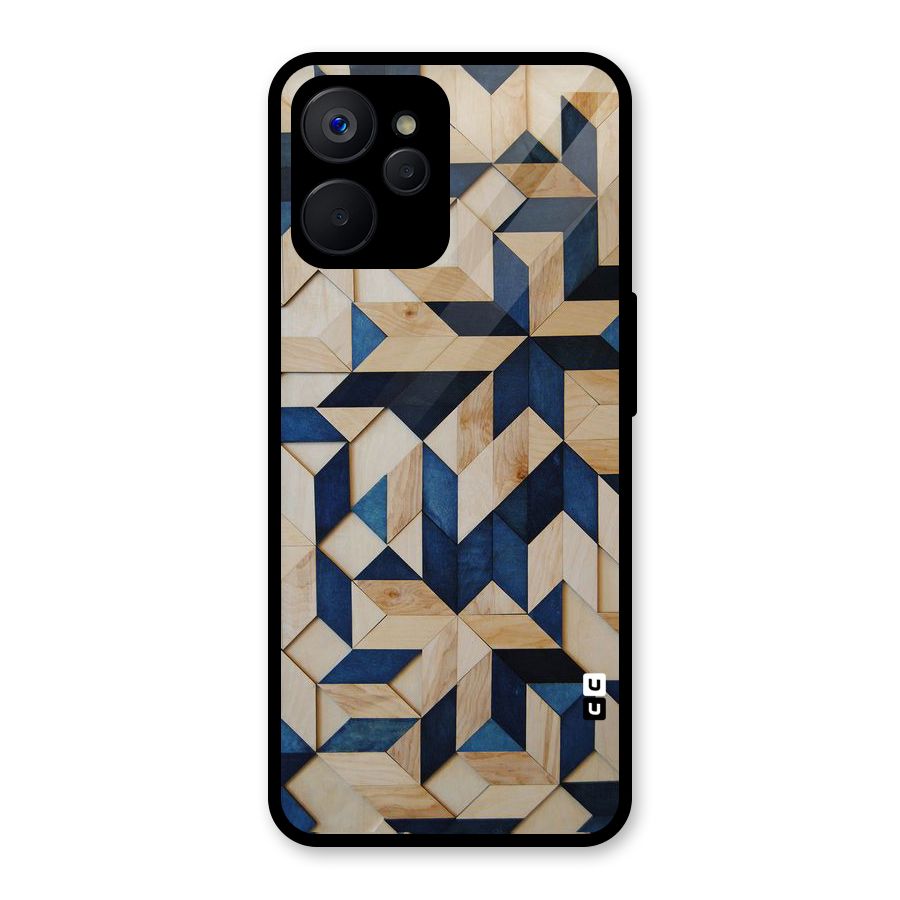 Disorted Wood Blue Glass Back Case for Realme 9i 5G