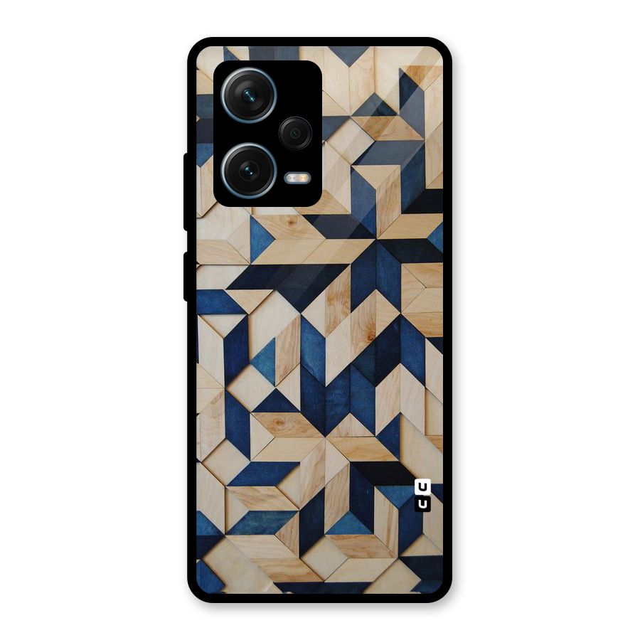 Disorted Wood Blue Glass Back Case for Redmi Note 12 Pro Plus 5G