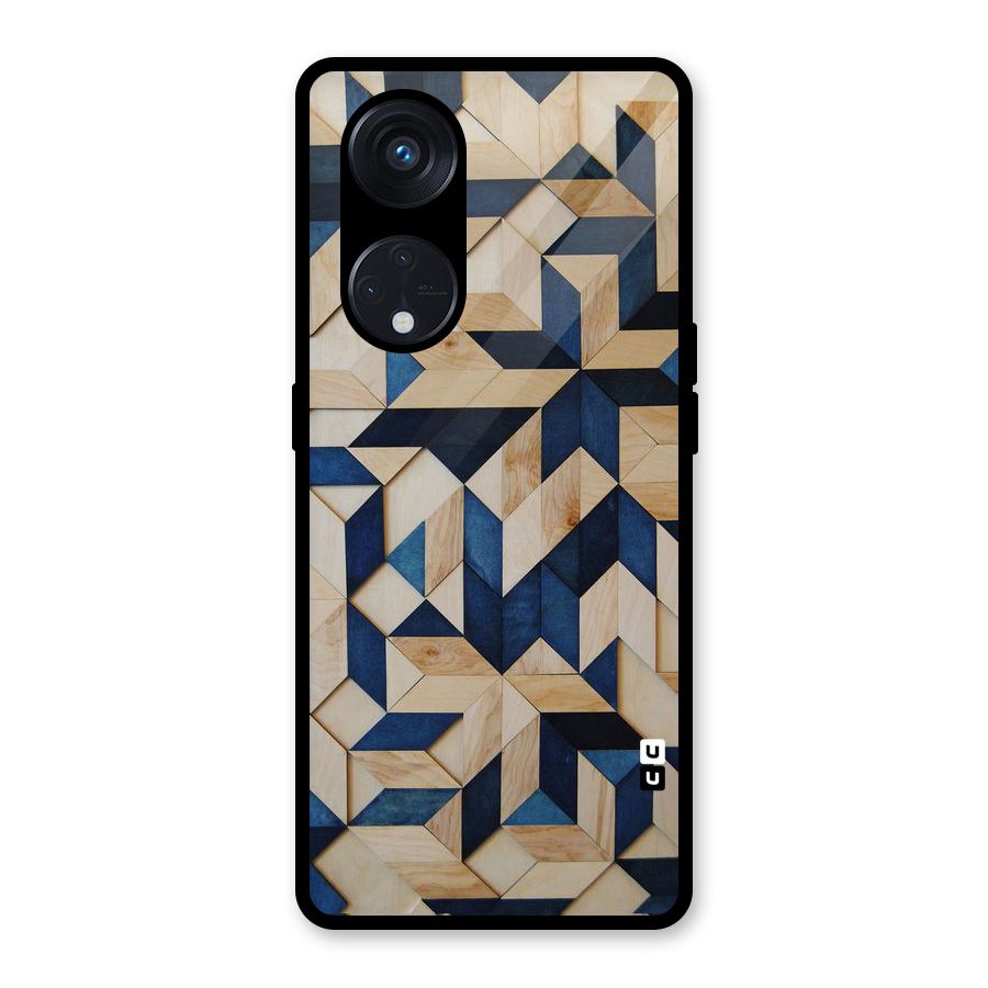 Disorted Wood Blue Glass Back Case for Reno8 T 5G