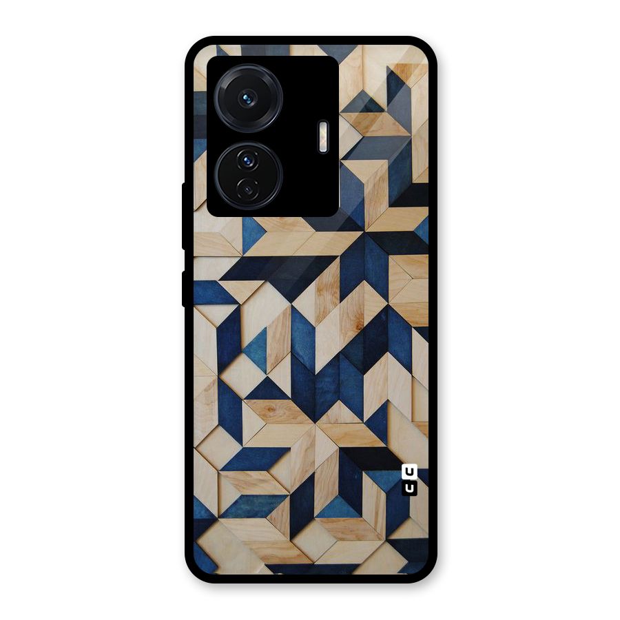 Disorted Wood Blue Glass Back Case for Vivo T1 Pro