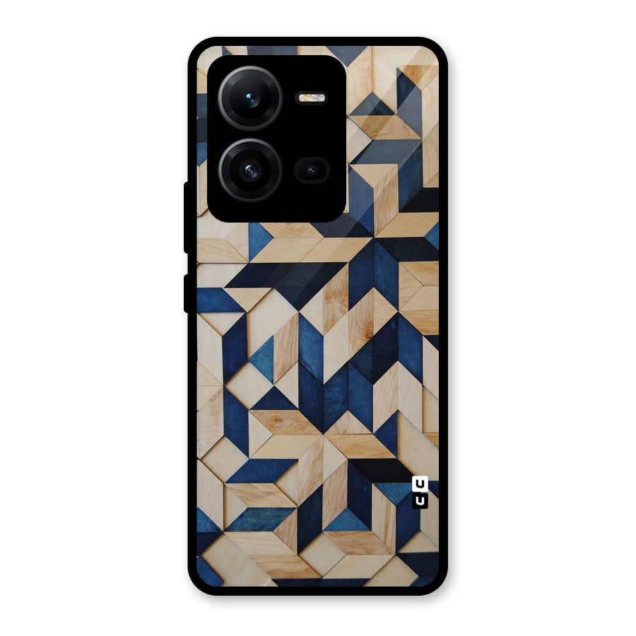 Disorted Wood Blue Glass Back Case for Vivo V25