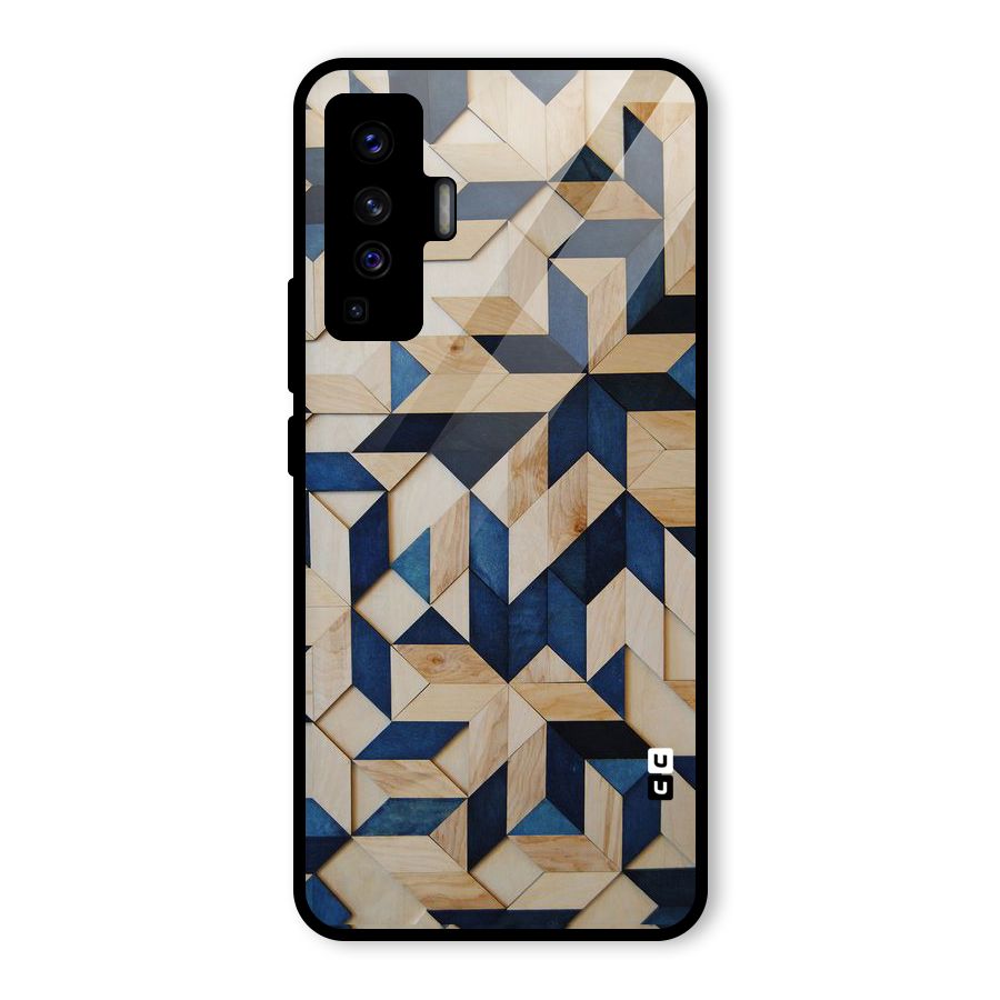 Disorted Wood Blue Glass Back Case for Vivo X50