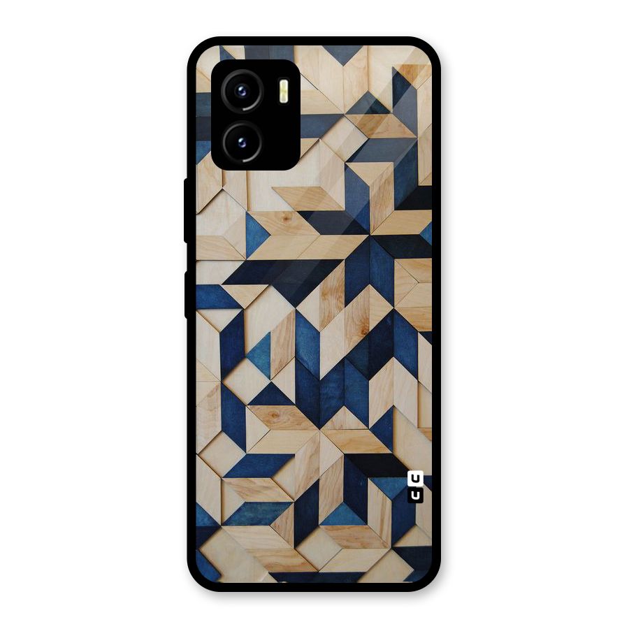 Disorted Wood Blue Glass Back Case for Vivo Y15s
