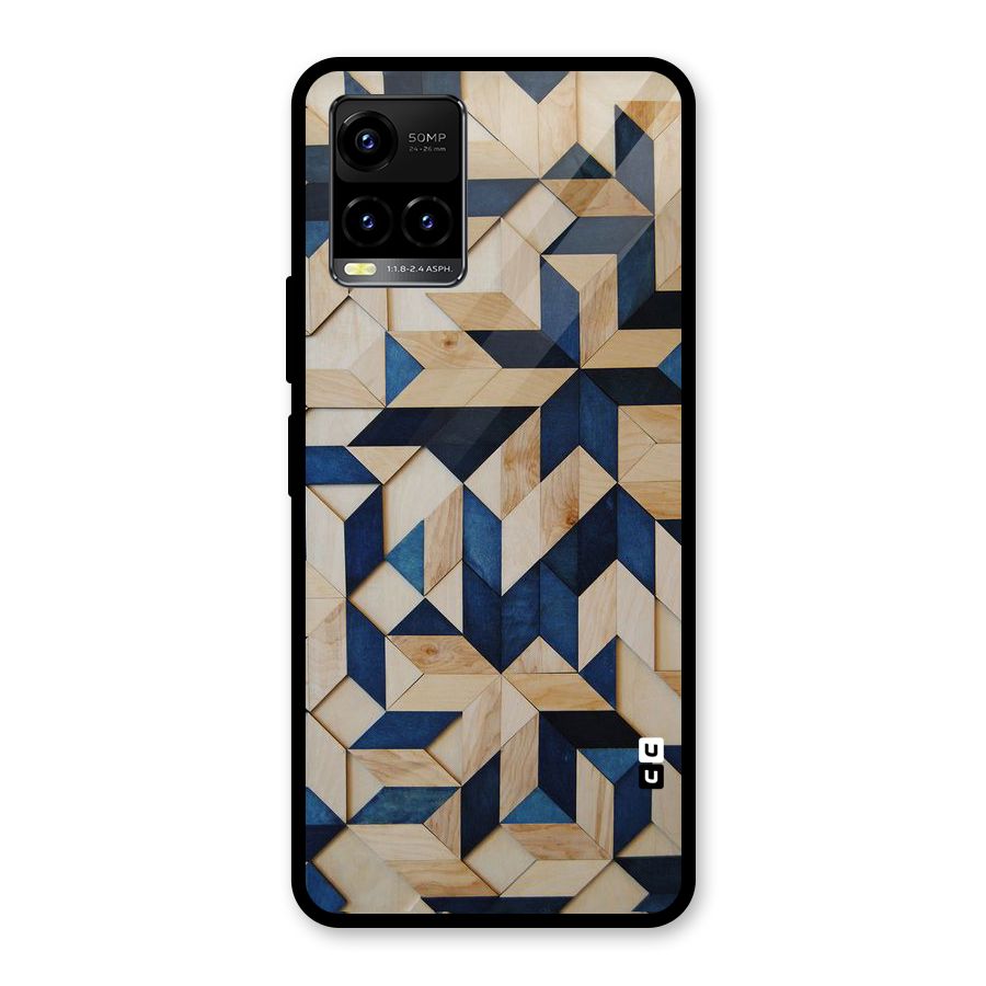 Disorted Wood Blue Glass Back Case for Vivo Y21A