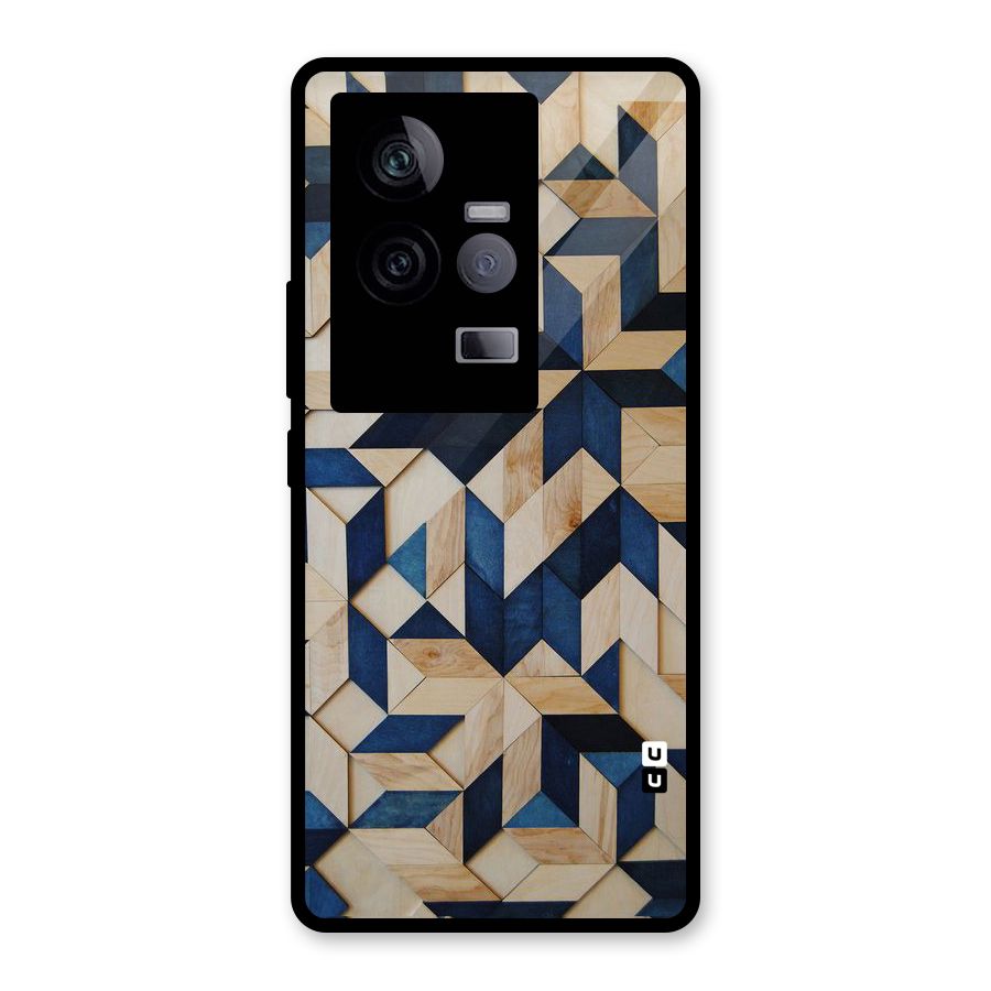 Disorted Wood Blue Glass Back Case for Vivo iQOO 11 5G