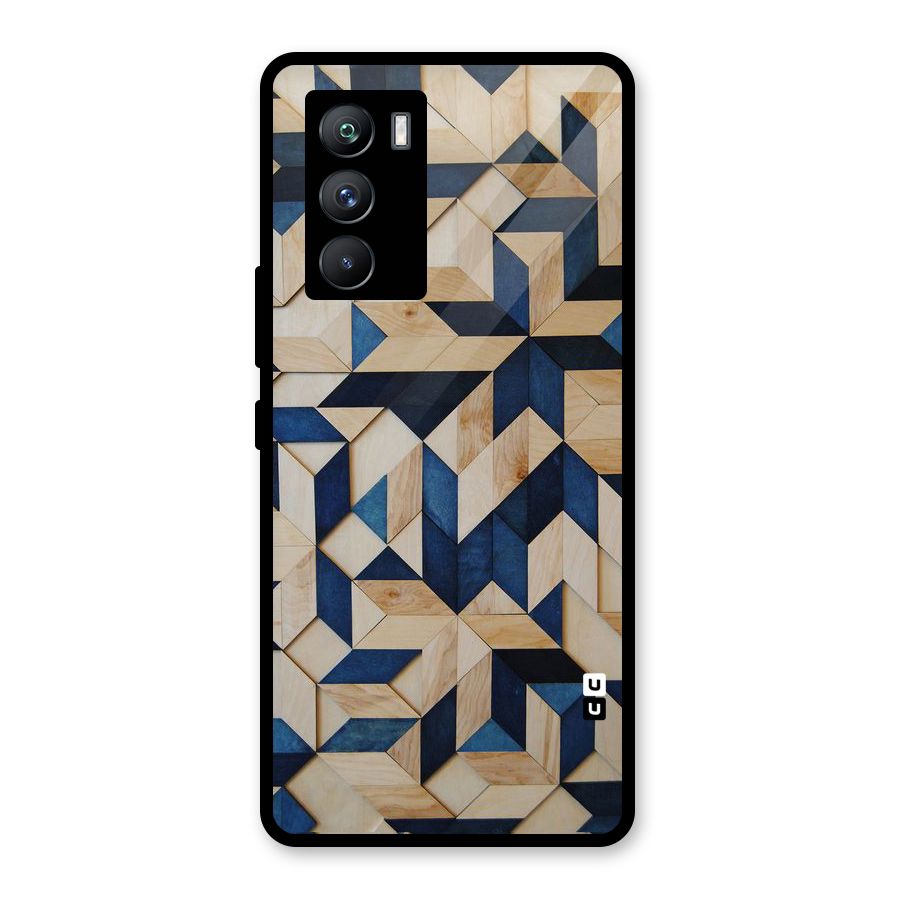 Disorted Wood Blue Glass Back Case for Vivo iQOO 9 SE