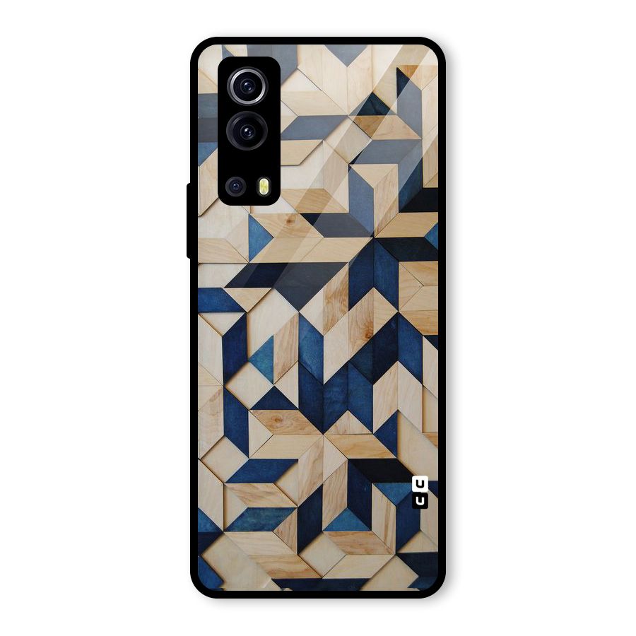 Disorted Wood Blue Glass Back Case for Vivo iQOO Z3