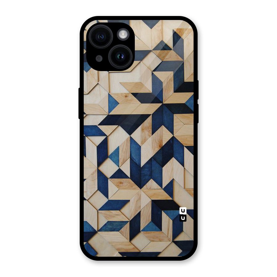 Disorted Wood Blue Glass Back Case for iPhone 14