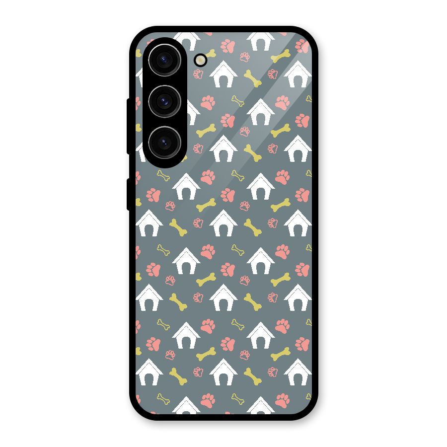 Dog Pattern Glass Back Case for Galaxy S23