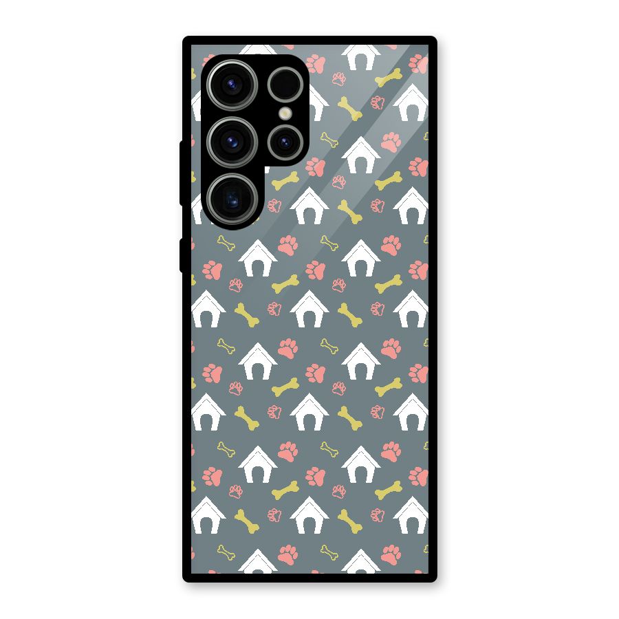 Dog Pattern Glass Back Case for Galaxy S23 Ultra