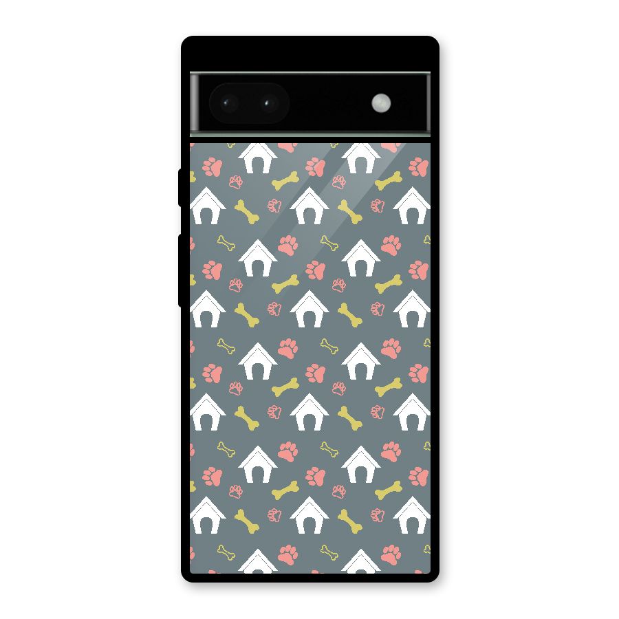 Dog Pattern Glass Back Case for Google Pixel 6a