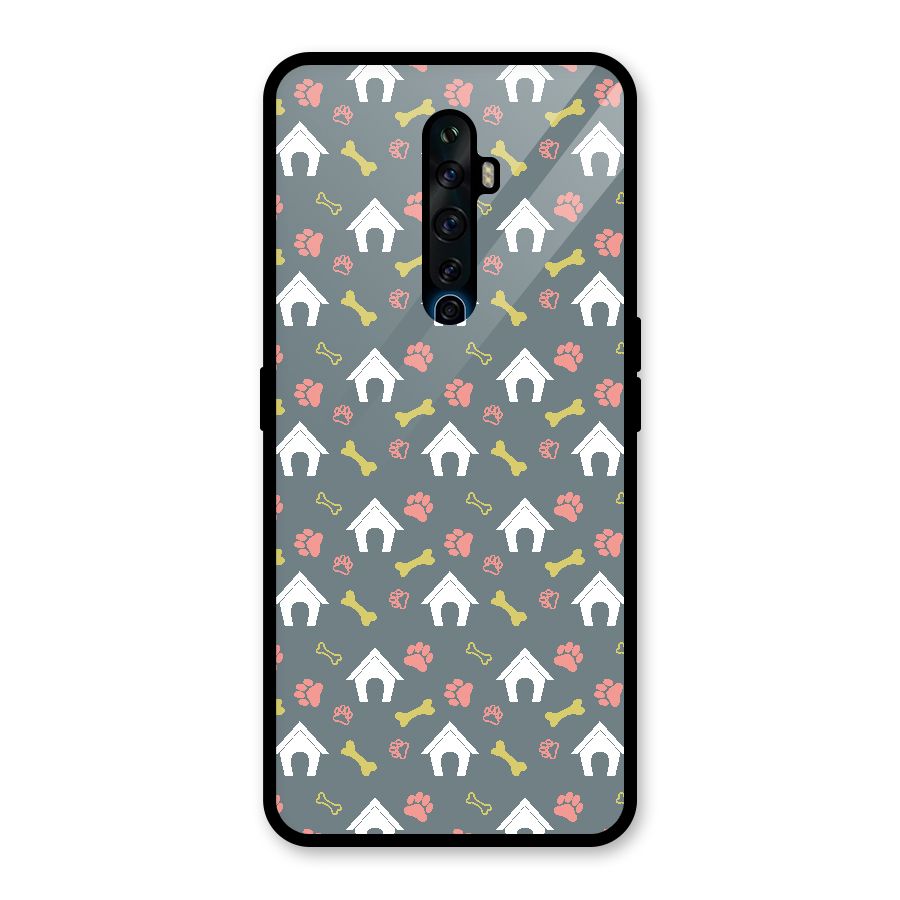 Dog Pattern Glass Back Case for Oppo Reno2 F