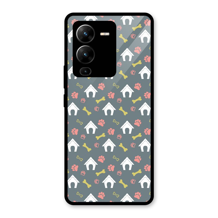 Dog Pattern Glass Back Case for Vivo V25 Pro