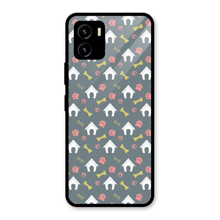 Dog Pattern Glass Back Case for Vivo Y15s
