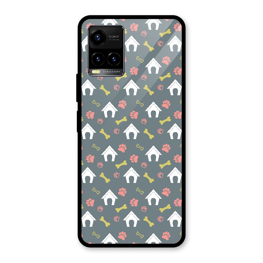 Dog Pattern Glass Back Case for Vivo Y21T