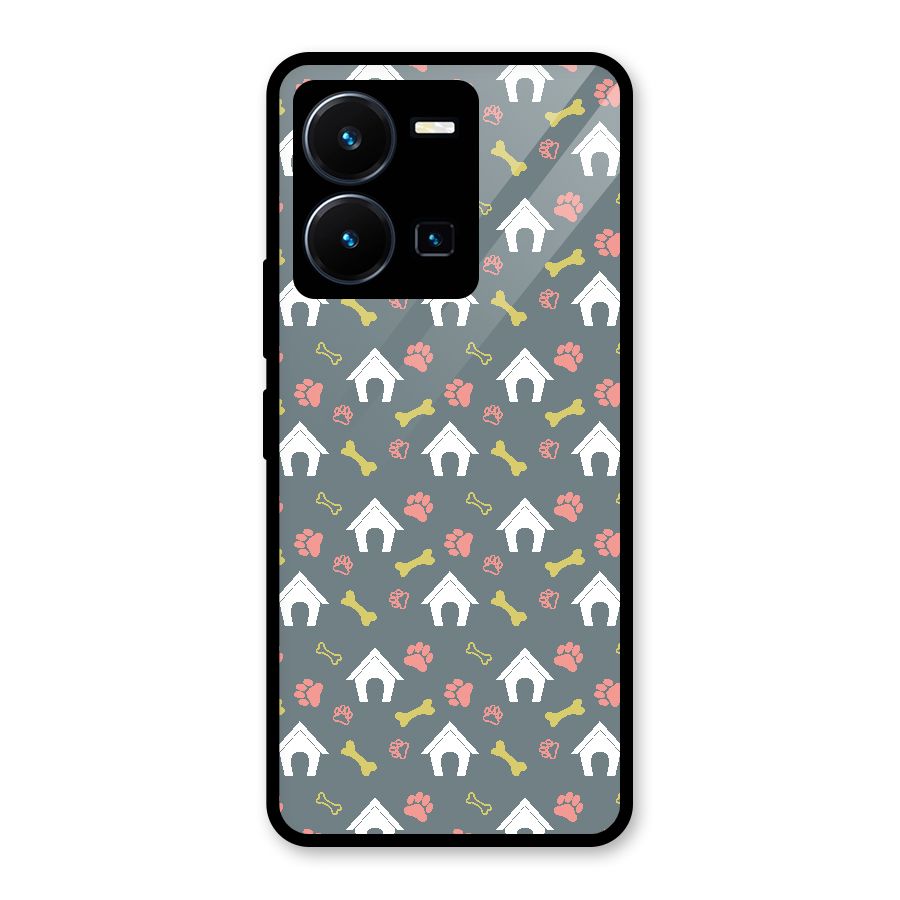 Dog Pattern Glass Back Case for Vivo Y35