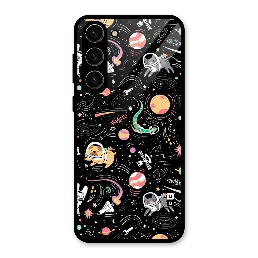 Dog Planetarium Glass Back Case for Galaxy S23 Plus